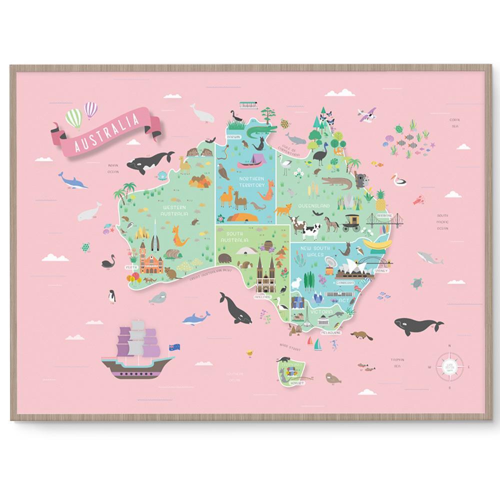 Cute Australia Map Poster For Girls Room