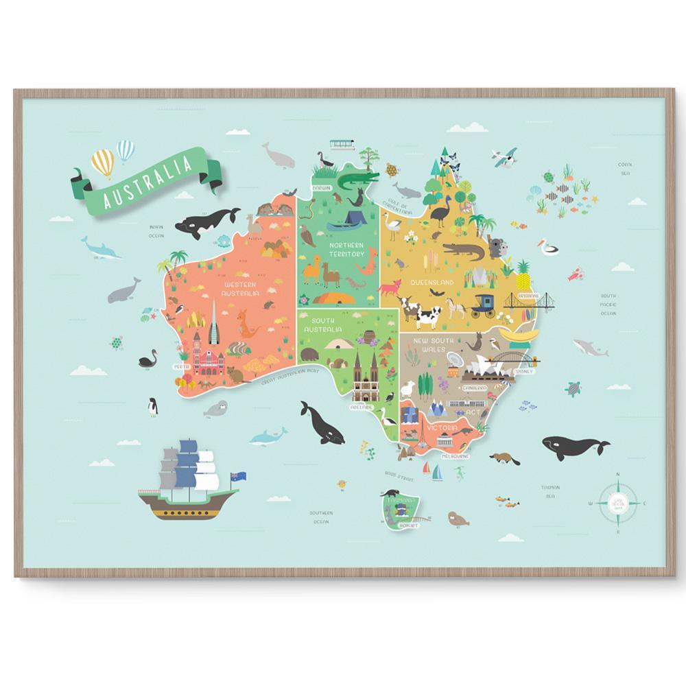 Cute Australia Map Poster For Styling Your Childs Room