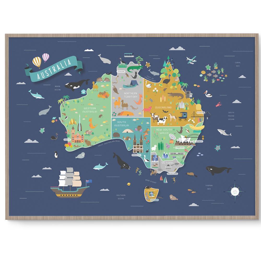 Fun Australia Map Poster For Kids Room