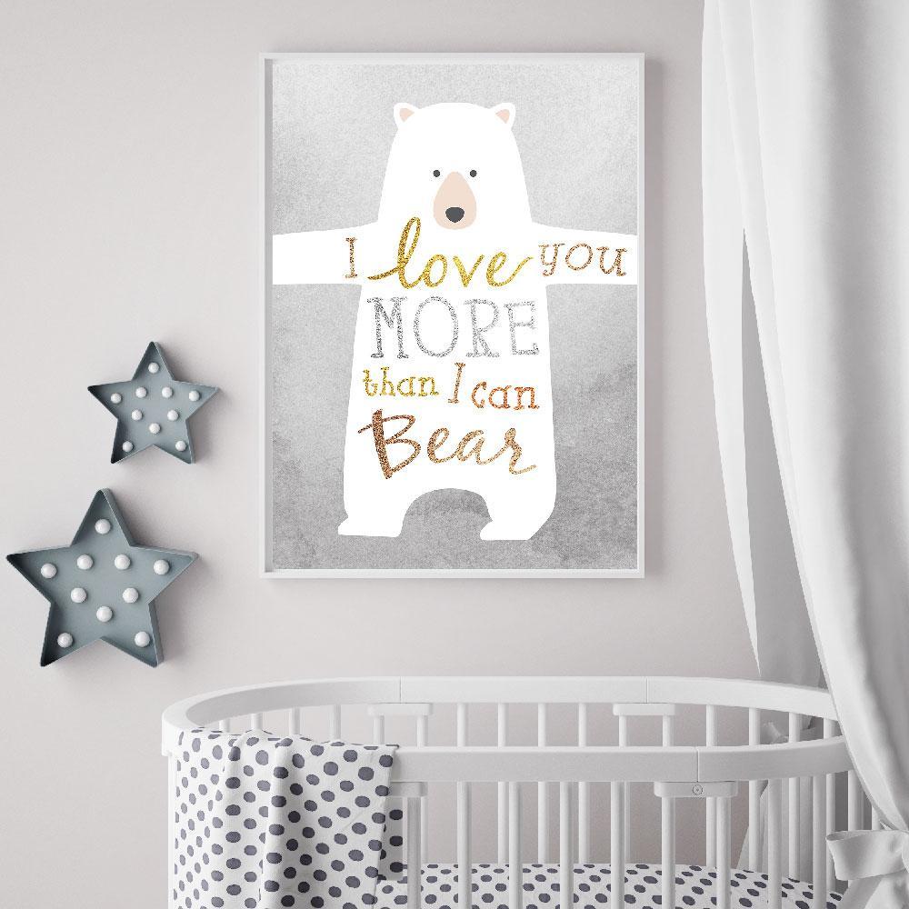 Looking For Gender Neutral Nursery Wall Art?  This Bear Love Design Is Perfect.