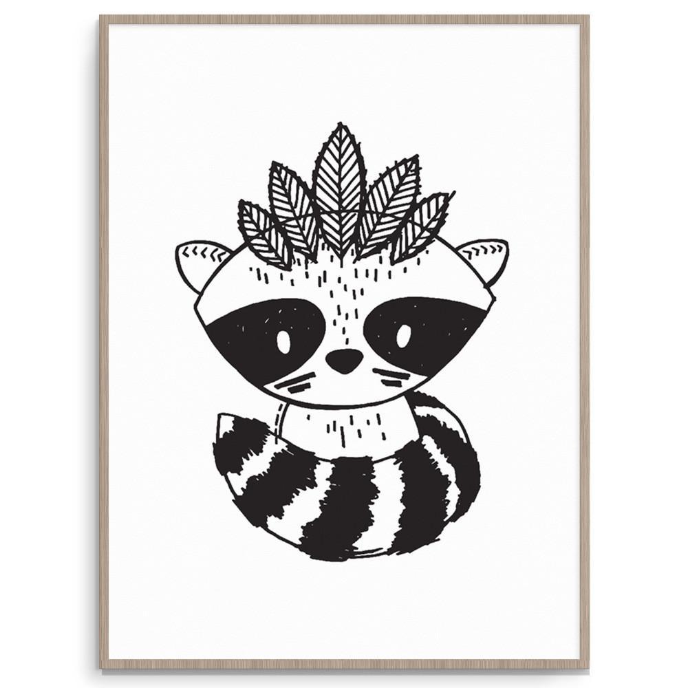 Monochrome Raccoon Warrior Print