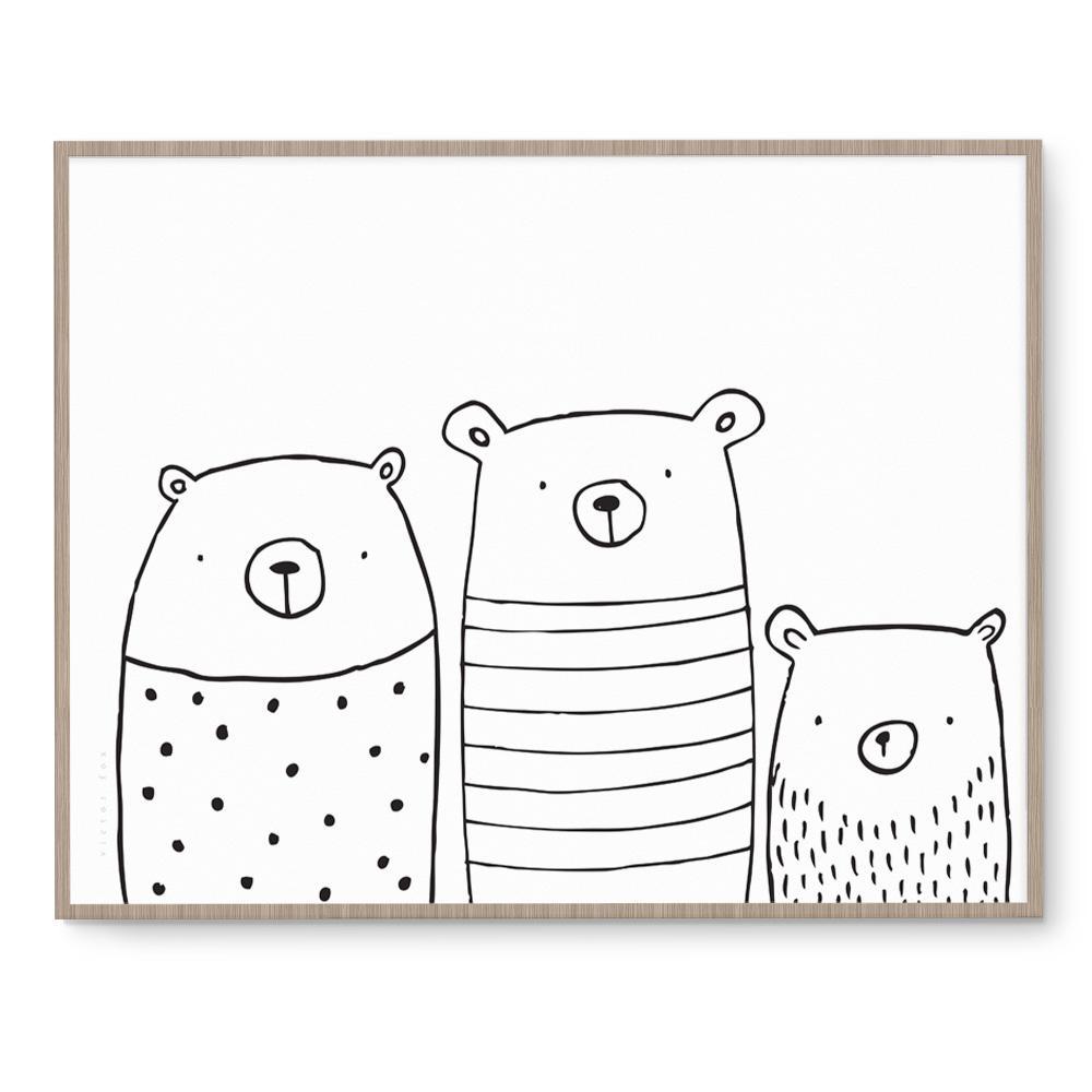 Three Bears Cute Nursery Art